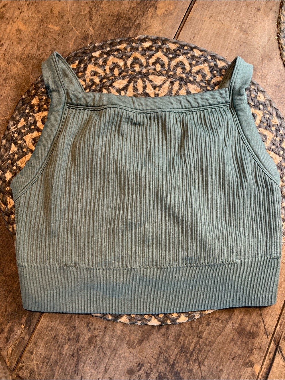 aerie Ribbed Cropped Tank Top Sports Bra in Sage